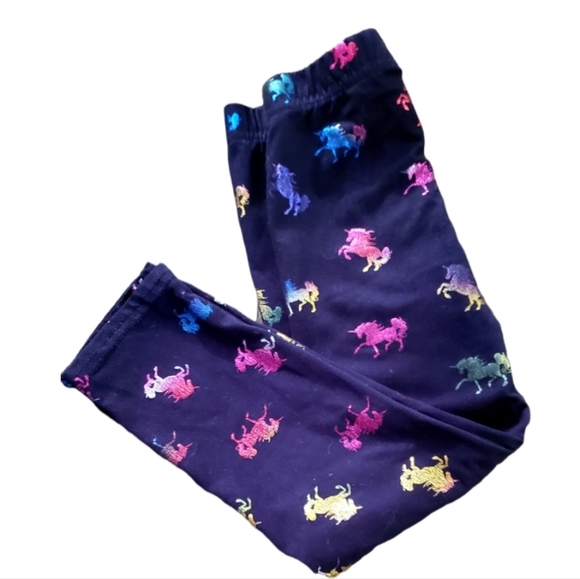 5/25 Rare Editions Black Leggings with shiny rainbow unicorns 3T - Picture 1 of 4